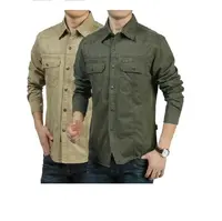 Khaki 100% baumwolle kurzarm tactical cargo shirts für männer