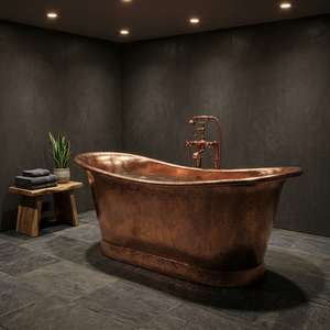 Bañera de Cobre Independiente de Diseño Moderno, Económica, con Base Doble y Base Individual Antigua para Baño - Artesanía India - Product Image 3