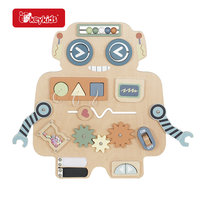 Jouet d'activités sensorielles personnalisé pour développer la motricité fine, robot en bois, planche d'activités pour les tout-petits W12D793