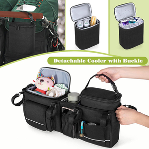 Heavy Duty Double Stroller Organizer <strong>Baby</strong> Stroller <strong>Caddy</strong> with Detachable Cooler Bag for Diaper Storage - Product Image 4