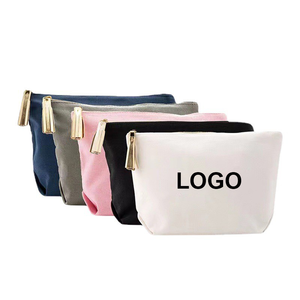 Custom Logo Canvas Makeup <b>Bag</b> Multi Color Gold Zipper Cosmetic Storage Pouch Portable Travel <b>Wash</b> Organizer <b>Bag</b> - Product Image 1