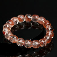 Bracelet en perles de quartz hématite rouge naturel en gros, bijoux en cristal avec inclusions scéniques