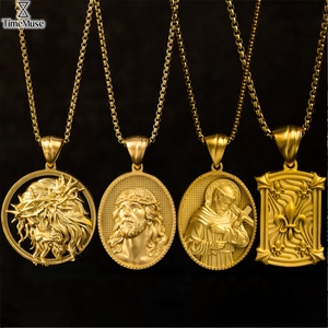 Colgante de Jesús, Chapado en Oro de 18K, Colgante de Acero Inoxidable, Colgante Cristiano Católico, Collar, Joyería, Colgantes de Moda, Amuletos - Product Image 1