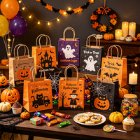 Sac en papier personnalisé avec logo pour maison hantée, motif château effrayant, sac en papier kraft recyclable avec poignée pour fête, vente en gros