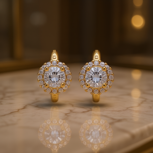 Orecchini da Donna con Micro Pavé di Zirconia Cubica, Tono Oro - Product Image 2