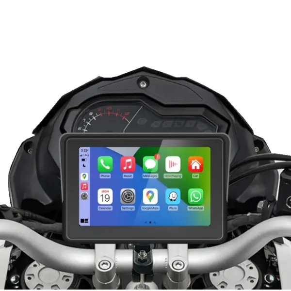 หน้าจอขนาดเล็ก 5 นิ้วแบบพกพา Gps Speedometer ไร้สาย Carplay Android อัตโนมัติสําหรับรถจักรยานยนต์/รถมอเตอร์ไซด์/ไฟฟ้าจักรยาน