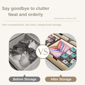 Bleu marine 17 cellules cloison grande boîte de rangement de vêtements étui en tissu pliable pour soutiens-<span class=keywords><strong>gorge</strong></span> sous-vêtements pour rangement de garde-robe - Product Image 6