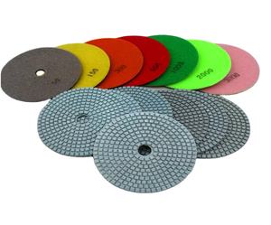 Almohadillas de pulido <span class=keywords><strong>en</strong></span> seco y húmedo para suelo de hormigón, resina de diamante, granito, mármol, cuarzo, 125mm, 5 pulgadas, color blanco y gris, 7 unidades - Product Image 1