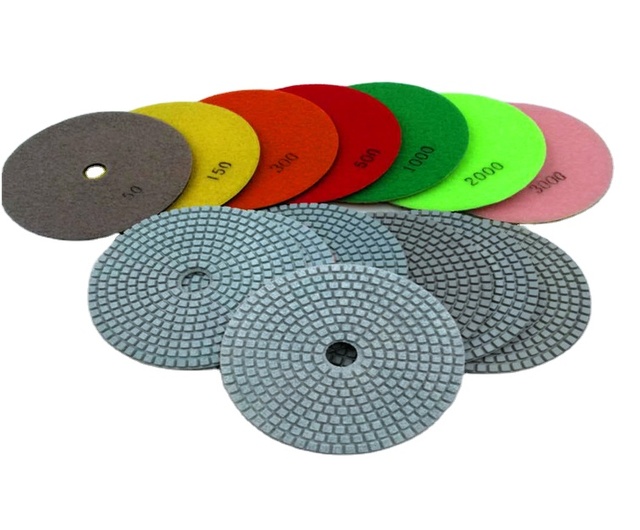 White Grey Color 7 Pcs Set Diamond Resin Wet Dry Polishing Pads for Quartz Marble Granite Concrete Floor 125mm 5 Inch