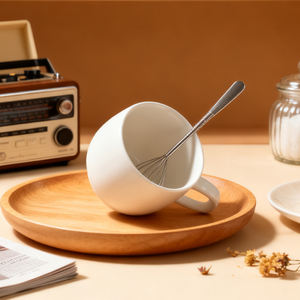 كوب قهوة إبداعي من بورسلين السيراميك بسعة 300 مل مع غطاء وملعقة بطلاء صديق للبيئة من ملحقات أدوات الشرب معبأ في علب - Product Image 4