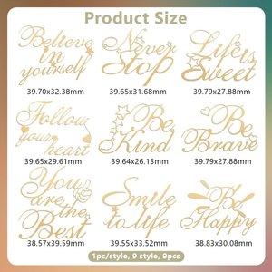 9 autocollants en métal dorés à motifs de citations inspirantes, autocollants adhésifs écologiques, imperméables, vernis brillant, décoration de la maison - Product Image 2