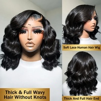 Perruque Body Wave 13x6 Lace Front Cheveux Humains Grade 12A Noir Jais Densité 200% Vente en Gros Direct Usine Petit MOQ