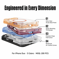 Étui de téléphone magnétique pliable robuste pour iPhone Duo, hybride transparent en acrylique PC TPU, compatible charge sans fil, anti-chute, fourniture directe usine
