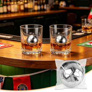 Cubitos de Hielo Reutilizables de Acero Inoxidable 304, en Forma de Balón de Fútbol, para Enfriar Whisky, Cerveza, <span class=keywords><strong>Vino</strong></span> y Otras Bebidas en Bares y Fiestas - Product Image 1