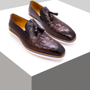 รองเท้าแต่งงานผู้ชายทำมือแบบสั่งทำ รองเท้าลำลอง หัวเข็มขัดโลหะ ลายปะติด ลายพิมพ์ รองเท้าทรง Monk Strap  เพิ่มความสูง สำหรับฤดูใบไม้ร่วง - Product Image 3