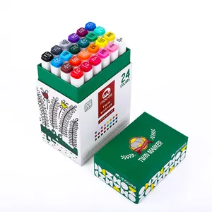 Mobee Stabiele Kwaliteit 24 Kleuren Kunstschets Pen Marker Levendige Kleur Dual Tip Tekening Op Alcoholbasis Twin Marker Voor Kinderen