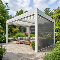 Pergola motorisée en aluminium ANCSEM, imperméable, résistante aux UV, au vent et à la rouille, toit à lames ventilées, robuste, pour une utilisation en jardin toute saison