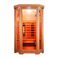 Sauna de infrarrojos de espectro completo de madera de hemlock canadiense para interiores y exteriores 2026, con luz roja, toallero y portavasos