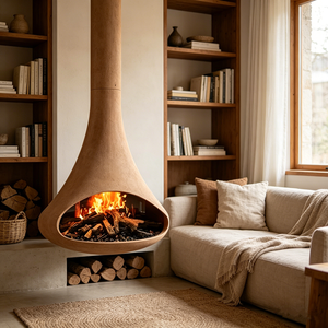 Chimenea Moderna de Leña, Estufa de Leña Independiente de Hierro Fundido, Calefacción Interior para el Hogar, Diseño de Lujo - Product Image 3