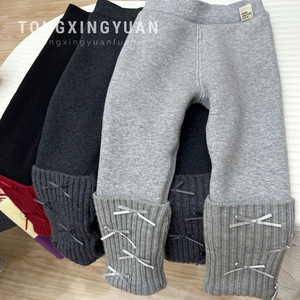 Tongxingyuan Baby Knitted Leggings Gray Alpaca Wool Lining Winter Unisex Straight Fit - Product Image 1
