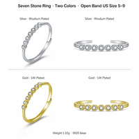 Bague ajustable en moissanite couleur D VVS, sertie clos, en argent S925 plaqué rhodium et or 14K, taille 3EX, pour usage quotidien