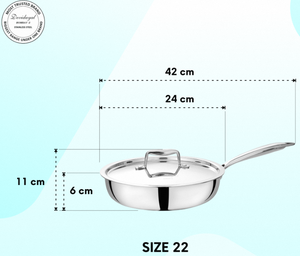 Poêle à frire triple 22 cm en acier inoxydable 304 de qualité supérieure, antiadhésive, idéale pour sauter, faire sauter à l'étaleur, griller et la cuisine quotidienne - Product Image 6