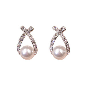Vente flash : Boucles d'oreilles clous en cristal doré mignonnes, Brincos Perle Pendientes Bou, boucles d'oreilles en <span class=keywords><strong>perles</strong></span> pour femme - Product Image 1