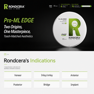 Disco de Zirconia Hidrotermal Estable de Bajo Envejecimiento Rondcera Pro-ML EDGE A1 A2 A3 para Puentes de Larga Duración - Product Image 5