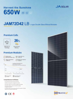 Panneau solaire JA Solar JAM72D42 LB 625W 630W 635W 640W 645W 650W DeepBlue4.0 Mono N-type Demi-cellule Bifacial Double Verre TOPcon en gros