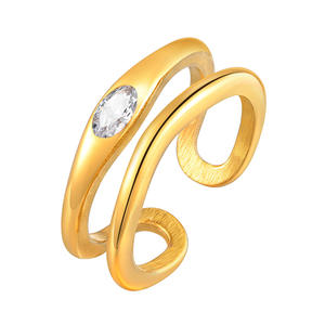 แหวนเซอร์คอนสองชั้นแฟชั่นสไตล์ยุโรปและอเมริกาสำหรับผู้หญิงแหวนสแตนเลสแบบเรียบง่ายสไตล์ย้อนยุค - Product Image 5