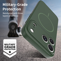 Coque Pure Couleur Vert Toucher Peau pour iPhone 17 Pro Max, Protection Magnétique de l'Objectif à Trous de Précision, avec Airbags Intégrés