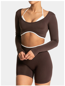 Thấp moq 3 mảnh thoải mái phòng tập thể dục trang phục thể dục thể thao phù hợp với phụ nữ chạy thiết lập liền mạch đào tạo thiết lập - Product Image 6