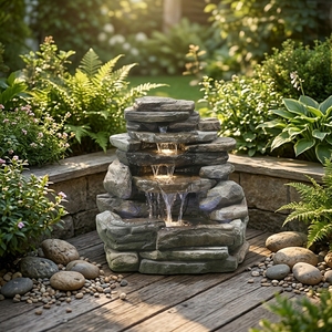 Cascade en cascade extérieure Rocks, tranquillité apaisante pour fontaine d'eau de jardin à la maison-décoration de la maison à 4 niveaux - Product Image 6
