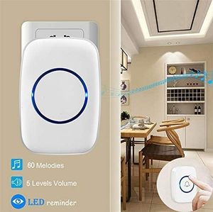 Wireless 60 Ring Tones & 5 Volume Levels Entry Door Alert AA <b>Battery</b> Powered Digital Doorbell Kit for Apartments - Product Image 2