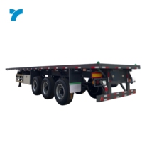 Semi-remorque à plateau plat à 3 essieux, remorques pour camions porte-conteneurs de 40 pieds, équipées de suspension pneumatique pour le transport de machines de terrassement