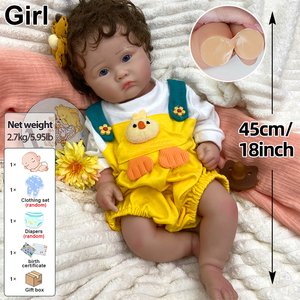 Poupées Bébé Réalistes en Silicone 45cm, Corps Entier en Silicone Platine, Cheveux Implantés, Bouche Ouverte, Poupées Reborn pour Filles - Product Image 4