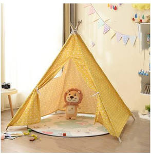 Tente de <span class=keywords><strong>tipi</strong></span> d'intérieur en toile de coton à quatre pôles avec fenêtre pour enfants - Product Image 6