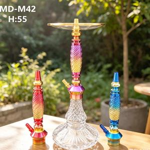 Iridescent Aluminum <b>Hookah</b> Set Gold Brass Tone Shisha <b>Pipe</b> Narghile with Textured Handle for Bar Lounge Home - Product Image 6