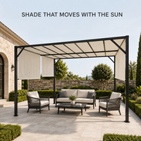 Pergola extérieure 3x3m avec structure en fer et stores latéraux réglables pour restaurant et terrasse