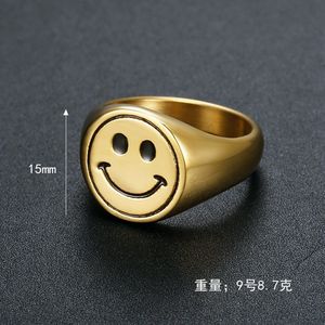 Stainless Steel Smiley Face <b>Ring</b> Gold Silver Unisex <b>Couple</b> Jewelry Gift - Product Image 2