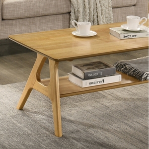 Table basse en bois Arona de style moderne du milieu du siècle avec étagère de rangement, largeur 48 pouces, meubles de salon - Product Image 3