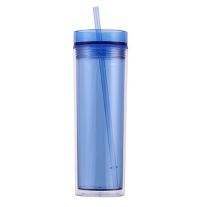 Gobelet à paille transparent à double paroi Baoman, grande capacité 16 oz, portable pour les voyages, les sports de plein air - Product Image 2