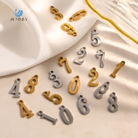 SUMMLY - Colgantes de Números del 0 al 9 en Acero Inoxidable al por Mayor, Personalizados, Chapados en Oro de 18K y Plata, Dijes de Dígitos DIY, Joyería de Moda