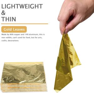 1000 Fogli di Lamina d'Oro Quadrati 5,5 X 5,5 Pollici per Doratura, Artigianato, Progetti Artistici Fai-da-Te, Cornici, Pareti Interne, Multiuso - Product Image 2