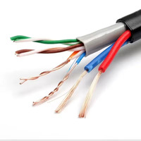 EXC exterior UTP CAT5e Cat6 Cable cobre Cat6 cable de red con 2C cable eléctrico para sistema de seguridad de cámara CCTV