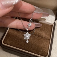 Collier étoile en argent sterling 925 avec pendentif géométrique en zircon pour femme, bijoux minimalistes à porter au quotidien