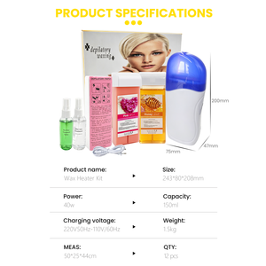 Kit Chauffe-<span class=keywords><strong>Cire</strong></span> Roll-on Tout-en-un avec 2 Cartouches de <span class=keywords><strong>Cire</strong></span> 100g, Spray Avant et Après Épilation, Ensemble d'Épilation pour Salon - Product Image 6