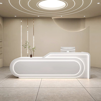 Bureau d'Accueil Futuriste Spa Blanc Cannelé Courbé, Style Moderne pour Bureau de Logistique
