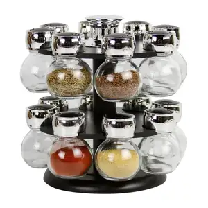 Small Ball 100 ml Glass Spice Jar Bottle Set With Plastic Stand