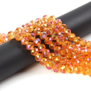 6mm Faceted Crystal Glass Rondelle Plate Loose Beads for jewelry